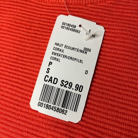 Coral Pink ⭐️ Ribbed Slight Crop Longsleeve Sweater Forever 21 NEW WITH TAG - Picture 5 of 8